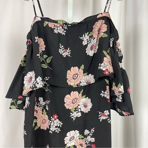 Forever 21 Small Cold Shoulder Off Shoulder Boho Floral Tunic Top Flowy Retro - Picture 3 of 8